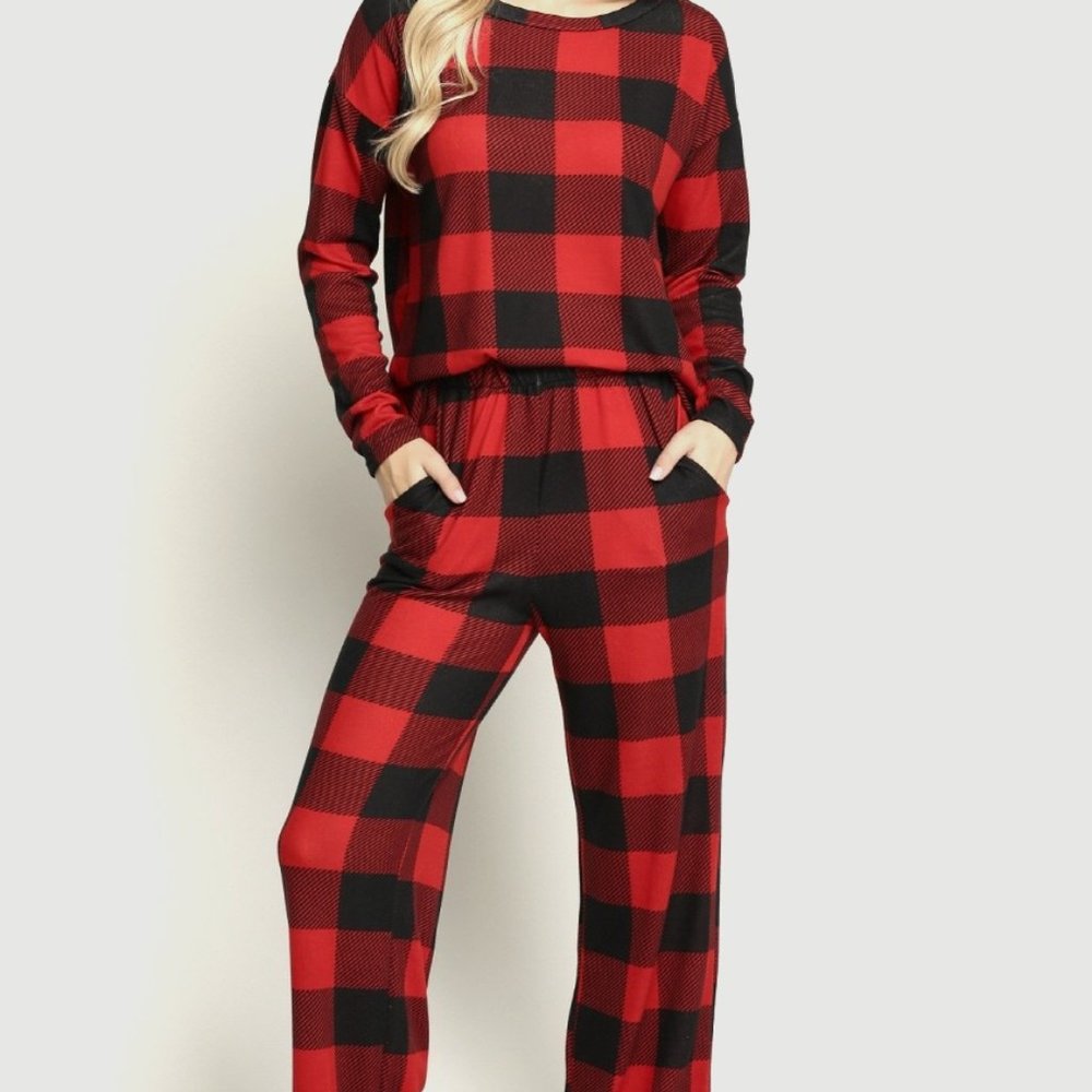 Plaid Soft Pajamas Lounge Set
